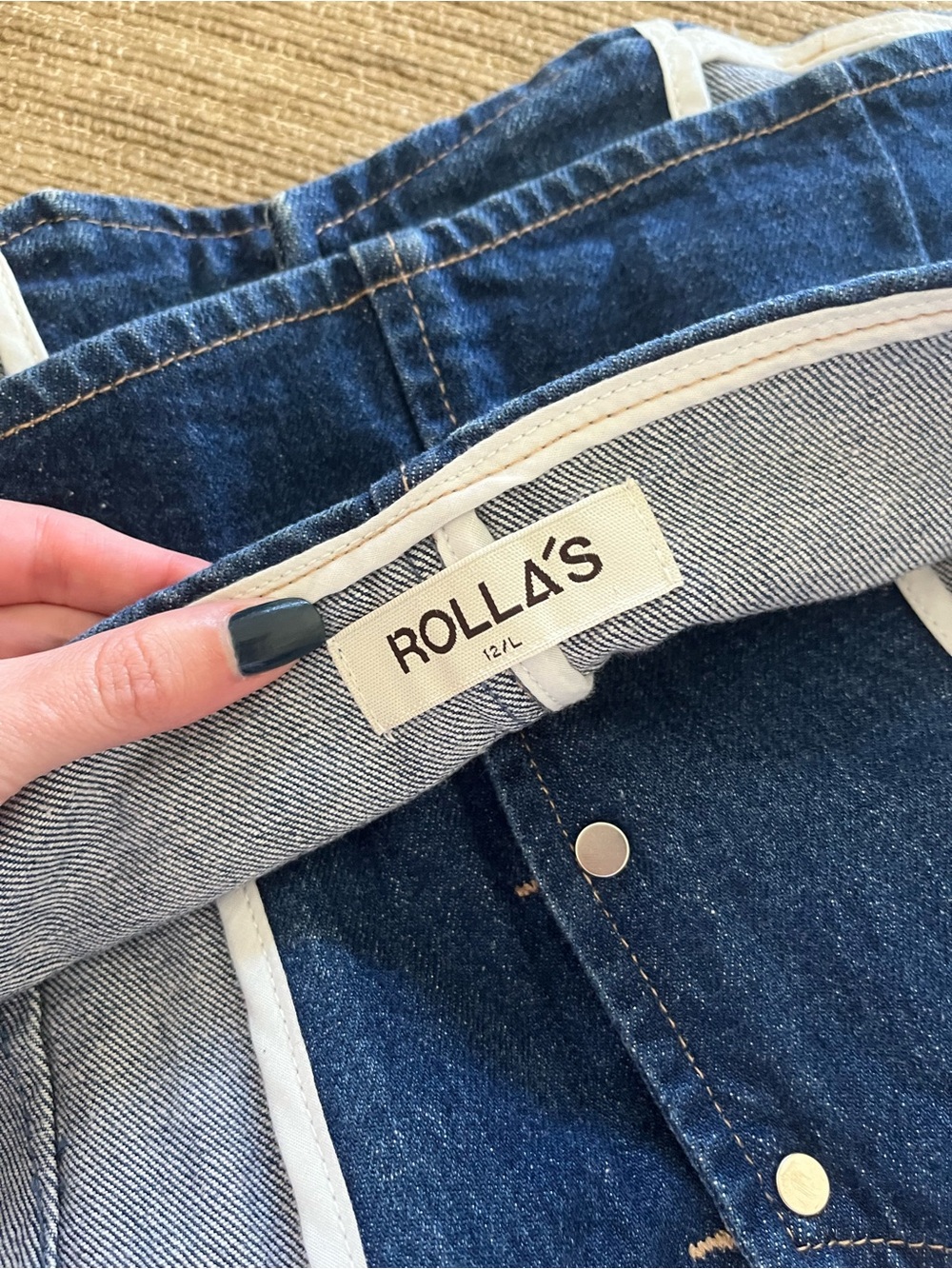 ROLLA'S Dark Blue Denim Halter Vest with Contrast Trim - Picture 3 of 4